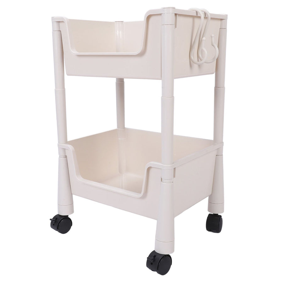 Mobile Utility Cart On Wheels Compact Movable Storage Book Shelves Trolley Rack Cart Organizer 2 Layers
