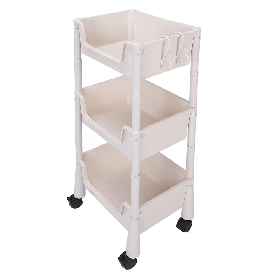 Mobile Utility Cart On Wheels Compact Movable Storage Book Shelves Trolley Rack Cart Organizer 3 Layers