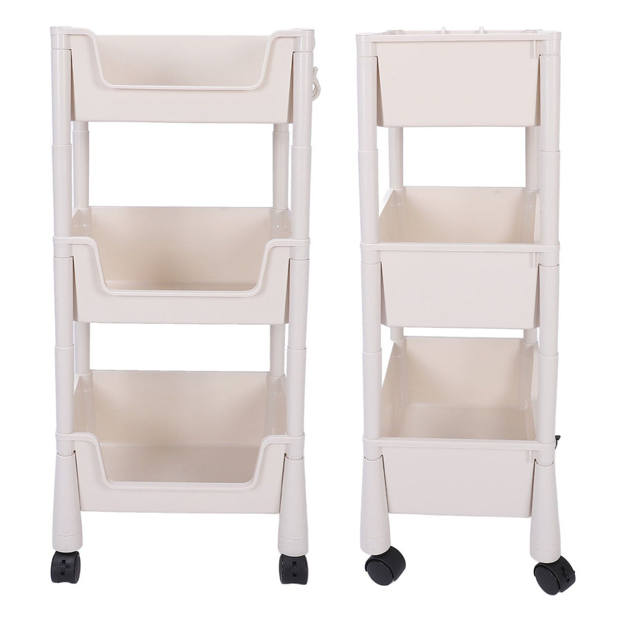 Mobile Utility Cart On Wheels Compact Movable Storage Book Shelves Trolley Rack Cart Organizer 3 Layers