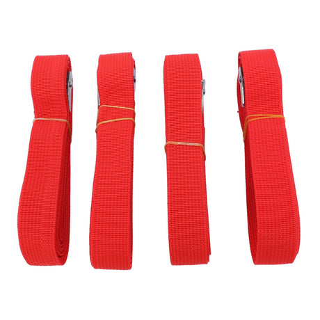 Set of 4 red heavy duty adjustable polyester luggage straps with buckles, image 6