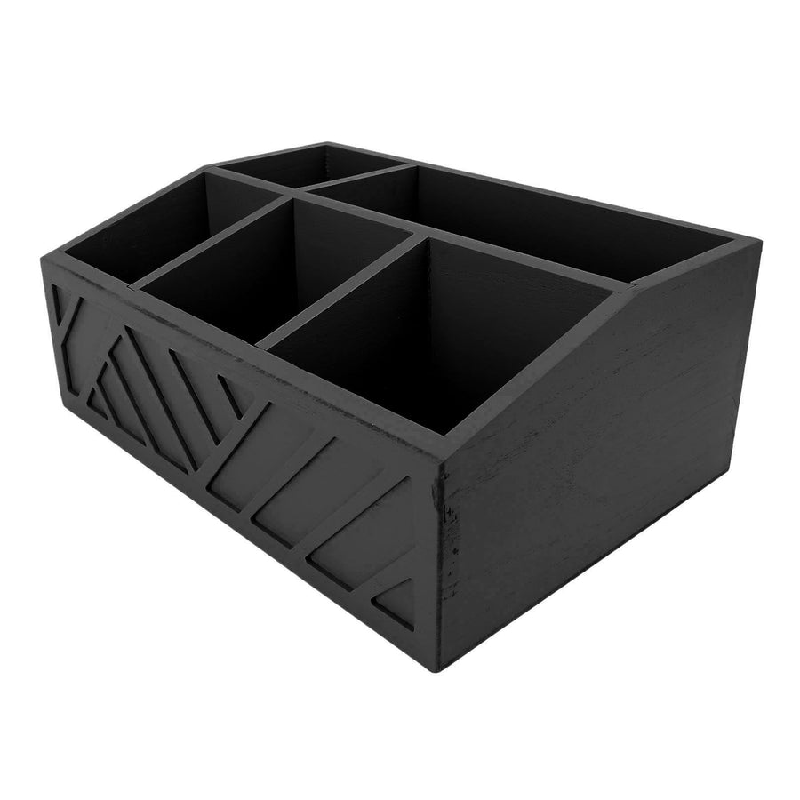 Tea Bag Organizer Multifunctional Wooden Divided Tea Bag Holder for Coffee Capsules Paper Cups Black