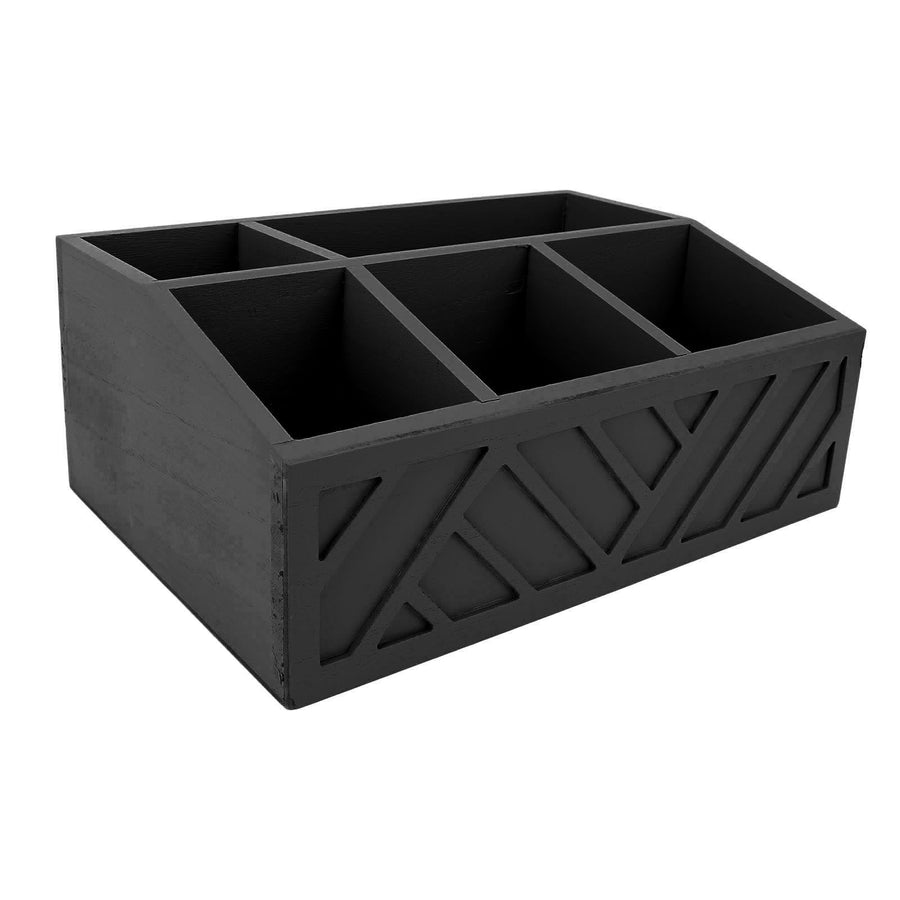 Tea Bag Organizer Multifunctional Wooden Divided Tea Bag Holder for Coffee Capsules Paper Cups Black