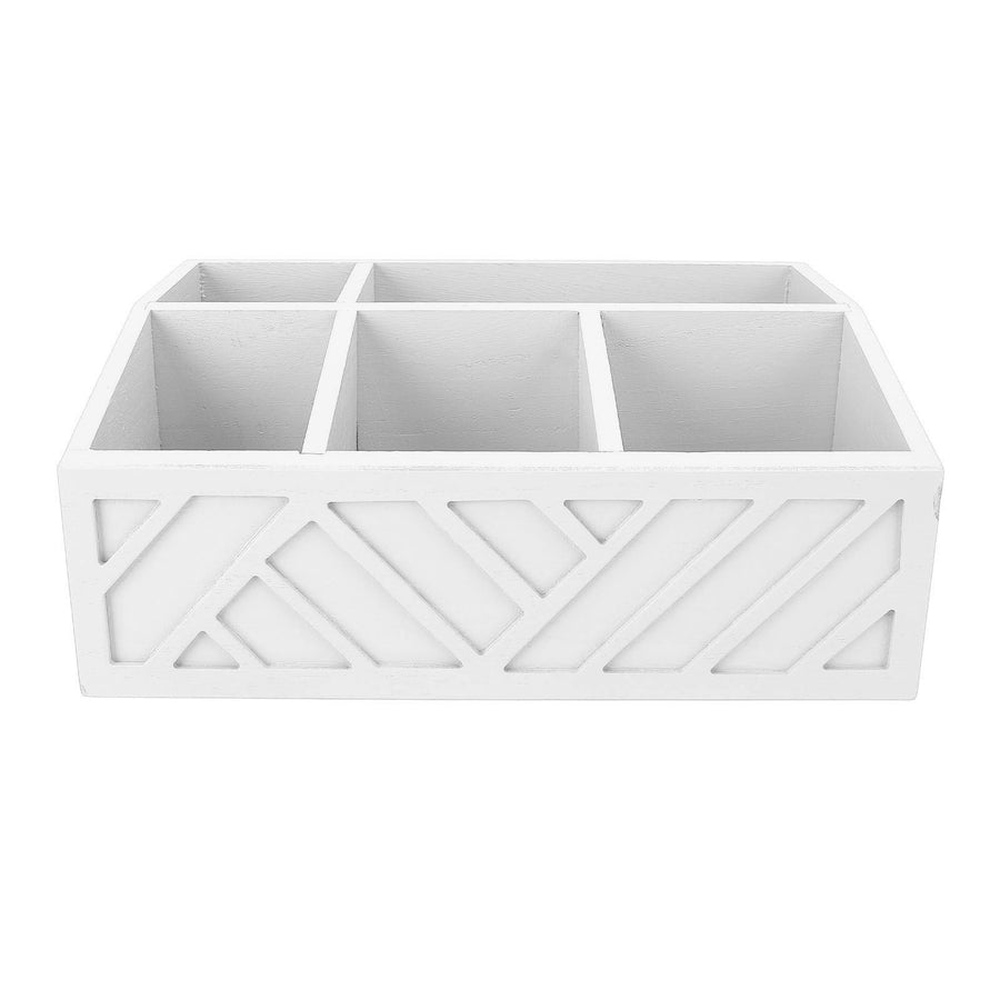 Tea Bag Organizer Multifunctional Wooden Divided Tea Bag Holder for Coffee Capsules Paper Cups White