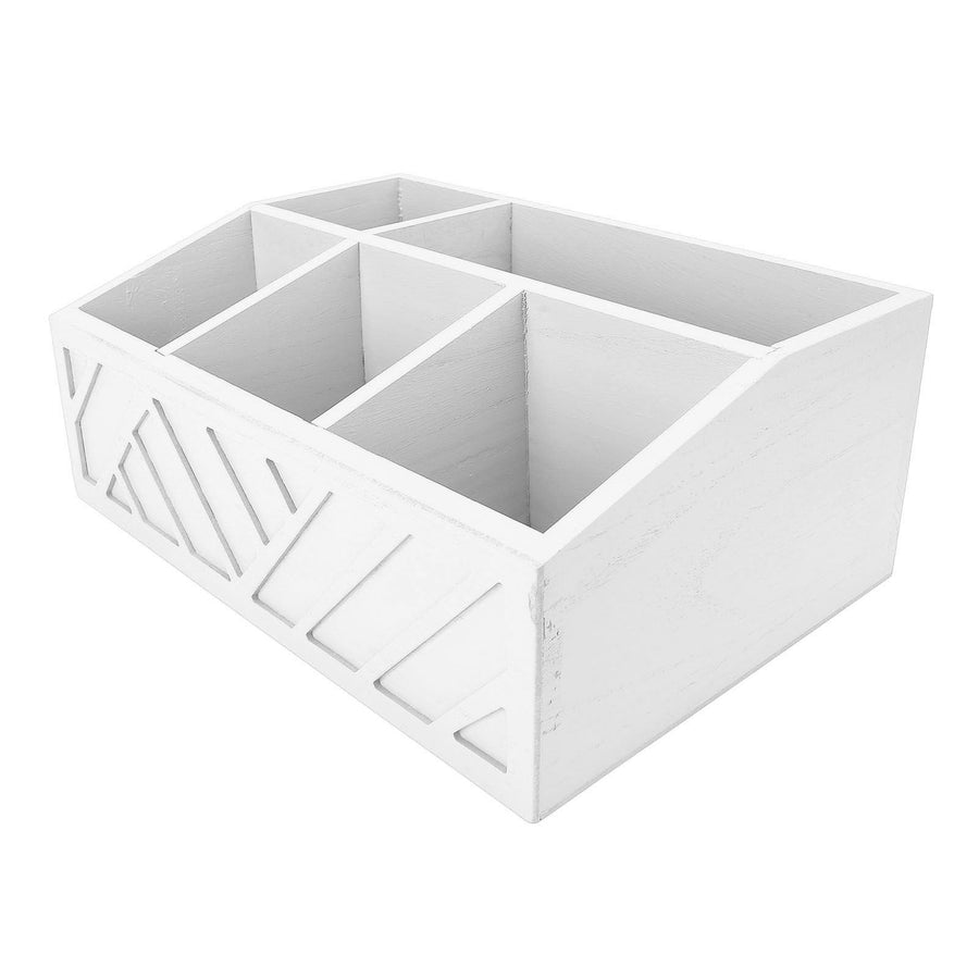 Tea Bag Organizer Multifunctional Wooden Divided Tea Bag Holder for Coffee Capsules Paper Cups White