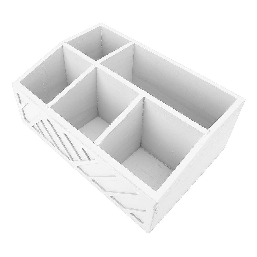 Tea Bag Organizer Multifunctional Wooden Divided Tea Bag Holder for Coffee Capsules Paper Cups White