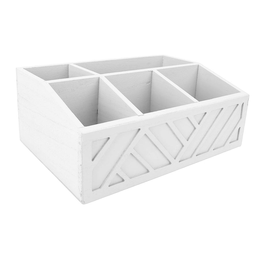 Tea Bag Organizer Multifunctional Wooden Divided Tea Bag Holder for Coffee Capsules Paper Cups White