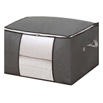 Clothes Storage Bags Fabric Foldable Blanket Storage Container Closet Organizer with Clear Window Reinforced Handle for Clothing Bedding 4PCS Gray