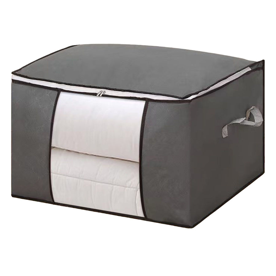 Clothes Storage Bags Fabric Foldable Blanket Storage Container Closet Organizer with Clear Window Reinforced Handle for Clothing Bedding 4PCS Gray