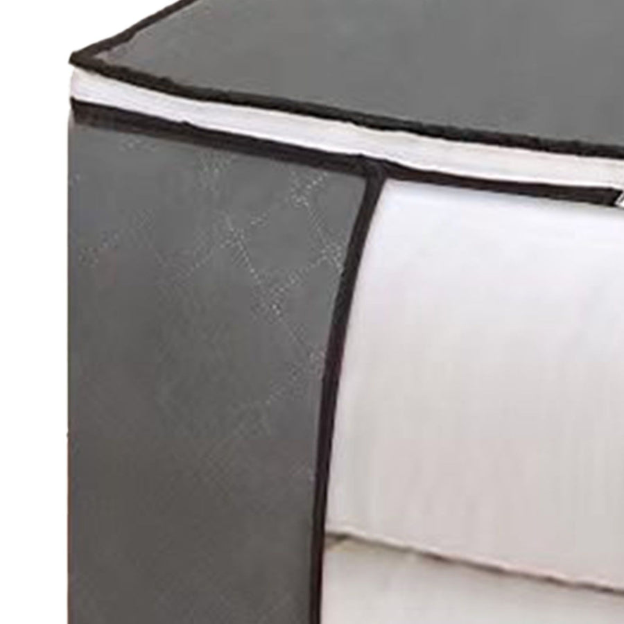 Clothes Storage Bags Fabric Foldable Blanket Storage Container Closet Organizer with Clear Window Reinforced Handle for Clothing Bedding 4PCS Gray