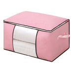 Clothes Storage Bags Fabric Foldable Blanket Storage Container Closet Organizer with Clear Window Reinforced Handle for Clothing Bedding 4PCS Pink