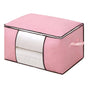 Clothes Storage Bags Fabric Foldable Blanket Storage Container Closet Organizer with Clear Window Reinforced Handle for Clothing Bedding 4PCS Pink