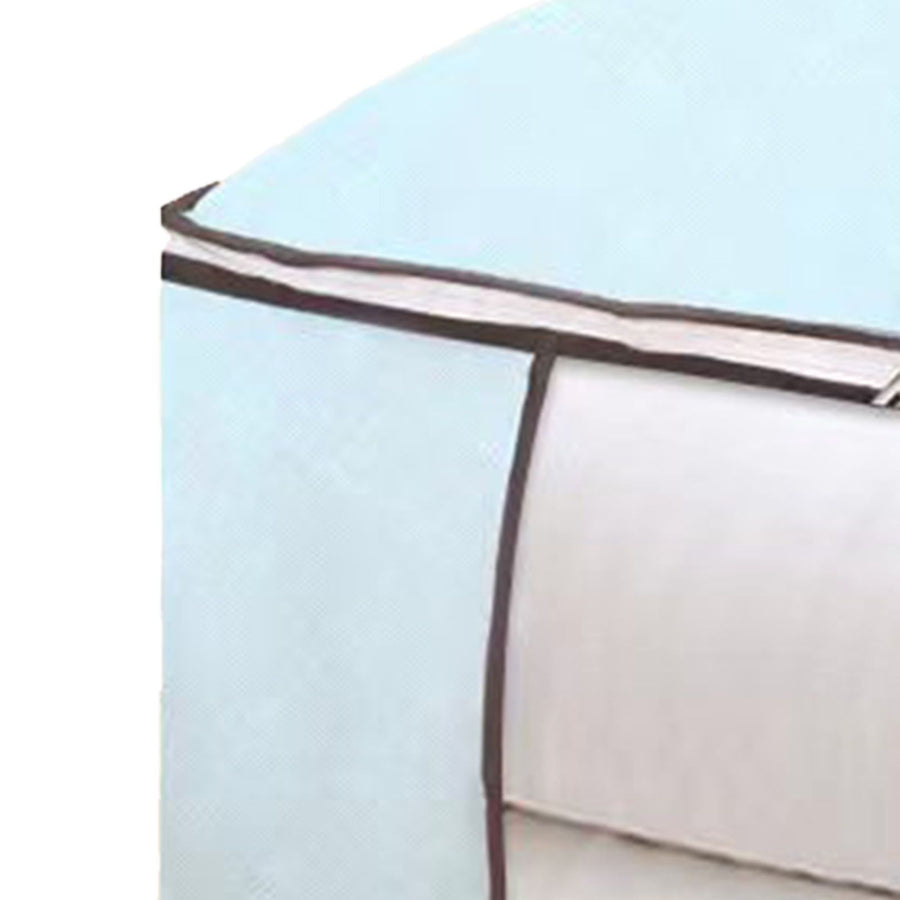 Clothes Storage Bags Fabric Foldable Blanket Storage Container Closet Organizer with Clear Window Reinforced Handle for Clothing Bedding 4PCS Sky Blue