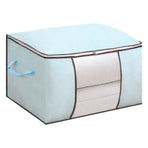Clothes Storage Bags Fabric Foldable Blanket Storage Container Closet Organizer with Clear Window Reinforced Handle for Clothing Bedding 4PCS Sky Blue