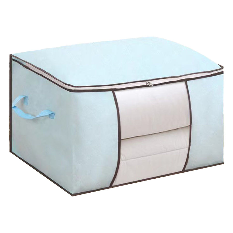 Clothes Storage Bags Fabric Foldable Blanket Storage Container Closet Organizer with Clear Window Reinforced Handle for Clothing Bedding 4PCS Sky Blue