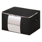 Clothes Storage Bags Fabric Foldable Blanket Storage Container Closet Organizer with Clear Window Reinforced Handle for Clothing Bedding 4PCS Black