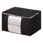 Clothes Storage Bags Fabric Foldable Blanket Storage Container Closet Organizer with Clear Window Reinforced Handle for Clothing Bedding 4PCS Black