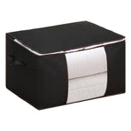 Clothes Storage Bags Fabric Foldable Blanket Storage Container Closet Organizer with Clear Window Reinforced Handle for Clothing Bedding 4PCS Black