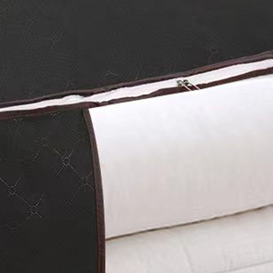 Clothes Storage Bags Fabric Foldable Blanket Storage Container Closet Organizer with Clear Window Reinforced Handle for Clothing Bedding 4PCS Black