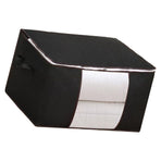 Clothes Storage Bags Fabric Foldable Blanket Storage Container Closet Organizer with Clear Window Reinforced Handle for Clothing Bedding 4PCS Black