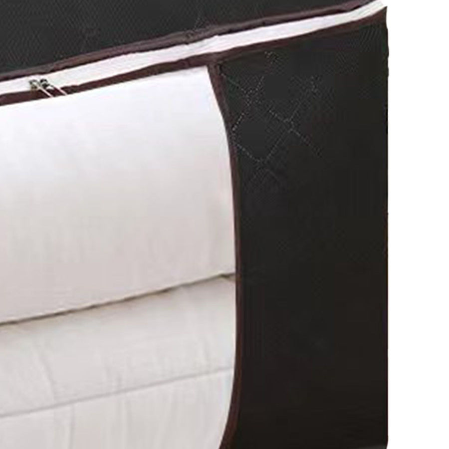Clothes Storage Bags Fabric Foldable Blanket Storage Container Closet Organizer with Clear Window Reinforced Handle for Clothing Bedding 4PCS Black