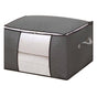 Clothes Storage Bags Fabric Foldable Blanket Storage Container Closet Organizer with Clear Window Reinforced Handle for Clothing Bedding 6PCS Gray