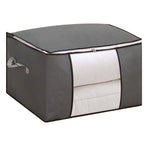 Clothes Storage Bags Fabric Foldable Blanket Storage Container Closet Organizer with Clear Window Reinforced Handle for Clothing Bedding 6PCS Gray
