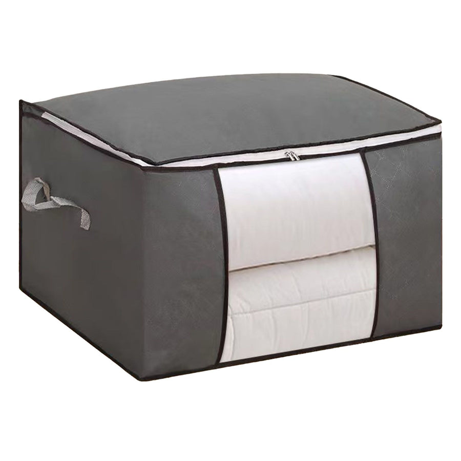Clothes Storage Bags Fabric Foldable Blanket Storage Container Closet Organizer with Clear Window Reinforced Handle for Clothing Bedding 6PCS Gray