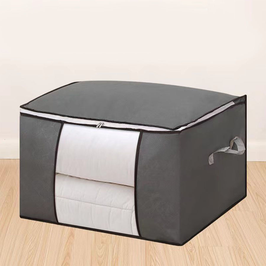 Clothes Storage Bags Fabric Foldable Blanket Storage Container Closet Organizer with Clear Window Reinforced Handle for Clothing Bedding 6PCS Gray