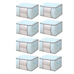 Clothes Storage Bags Fabric Foldable Blanket Storage Container Closet Organizer with Clear Window Reinforced Handle for Clothing Bedding 8PCS Sky Blue