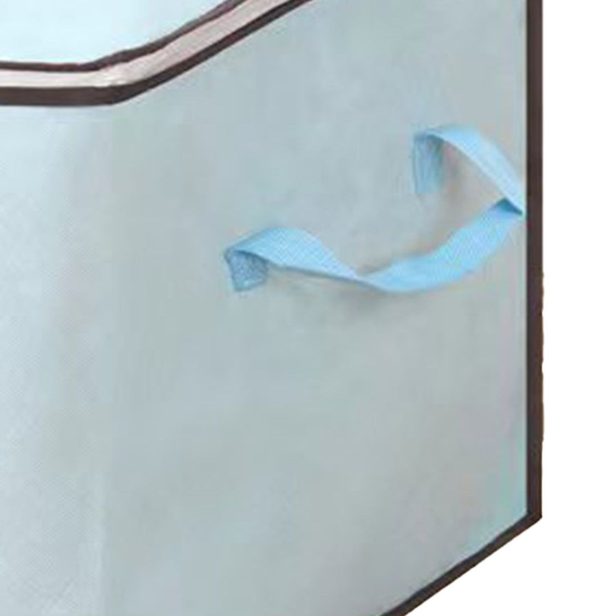 Clothes Storage Bags Fabric Foldable Blanket Storage Container Closet Organizer with Clear Window Reinforced Handle for Clothing Bedding 8PCS Sky Blue