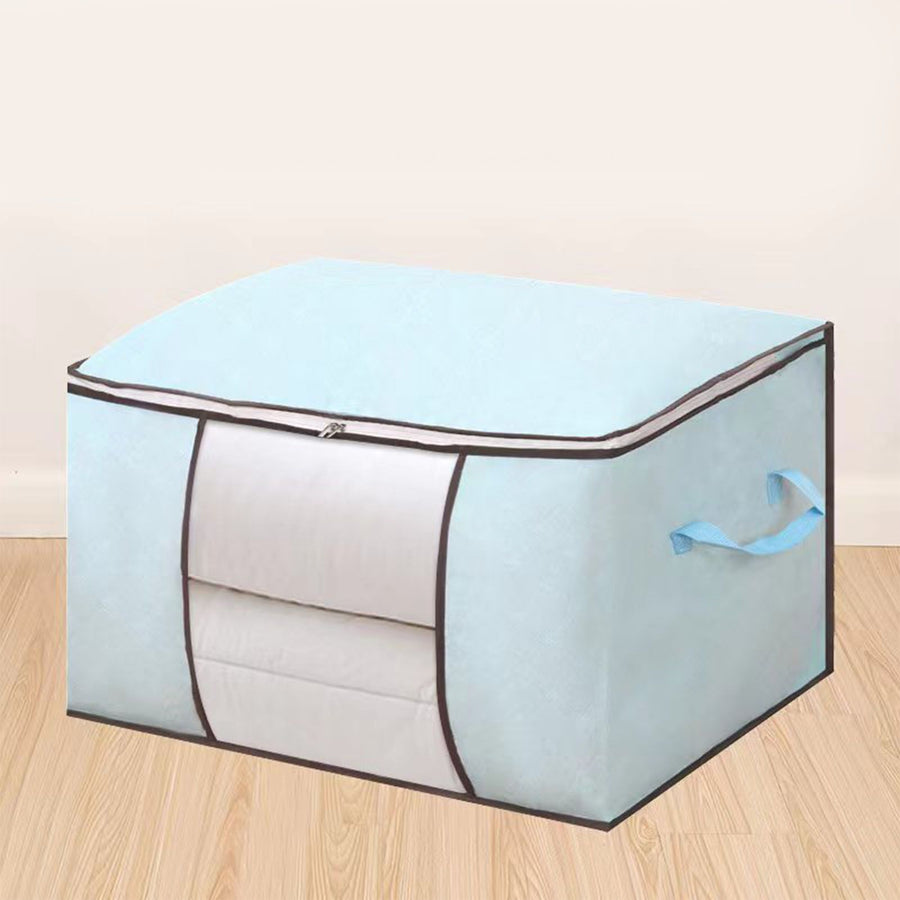 Clothes Storage Bags Fabric Foldable Blanket Storage Container Closet Organizer with Clear Window Reinforced Handle for Clothing Bedding 8PCS Sky Blue