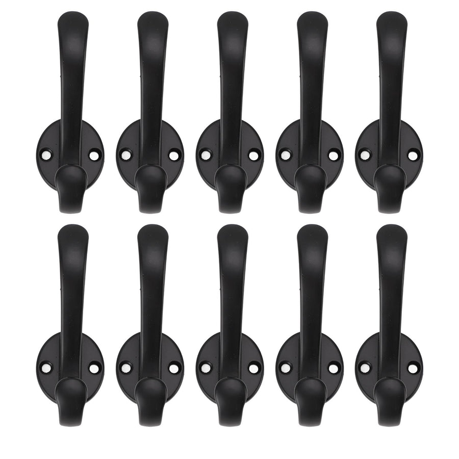 10 Set Coat Hooks Metal Water Proof Heavy Duty Wall Hook for Entryway Bedrooms Bathrooms Kitchens Black