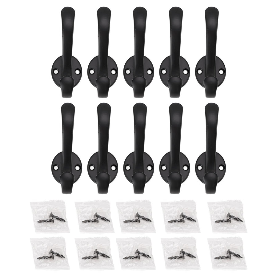 10 Set Coat Hooks Metal Water Proof Heavy Duty Wall Hook for Entryway Bedrooms Bathrooms Kitchens Black