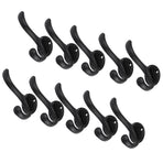 10 Set Coat Hooks Metal Water Proof Heavy Duty Wall Hook for Entryway Bedrooms Bathrooms Kitchens Black