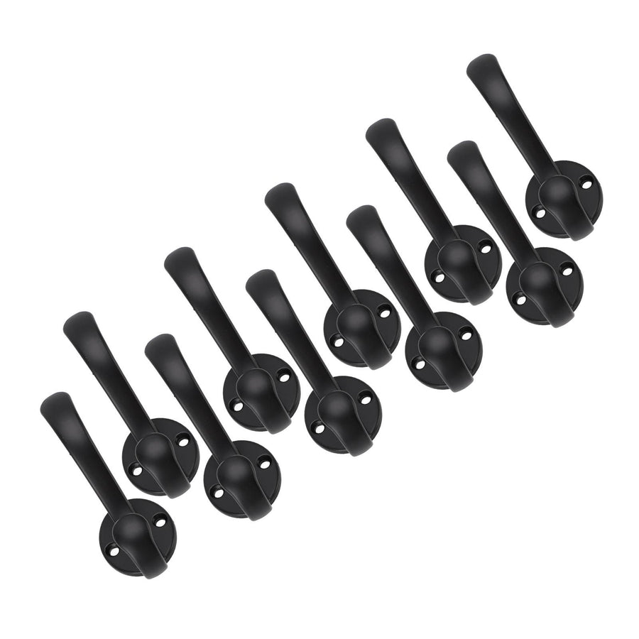 10 Set Coat Hooks Metal Water Proof Heavy Duty Wall Hook for Entryway Bedrooms Bathrooms Kitchens Black