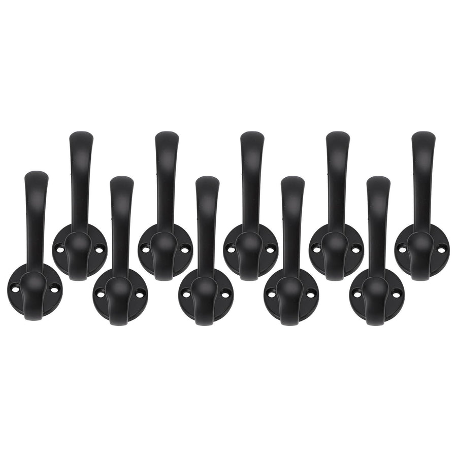 10 Set Coat Hooks Metal Water Proof Heavy Duty Wall Hook for Entryway Bedrooms Bathrooms Kitchens Black