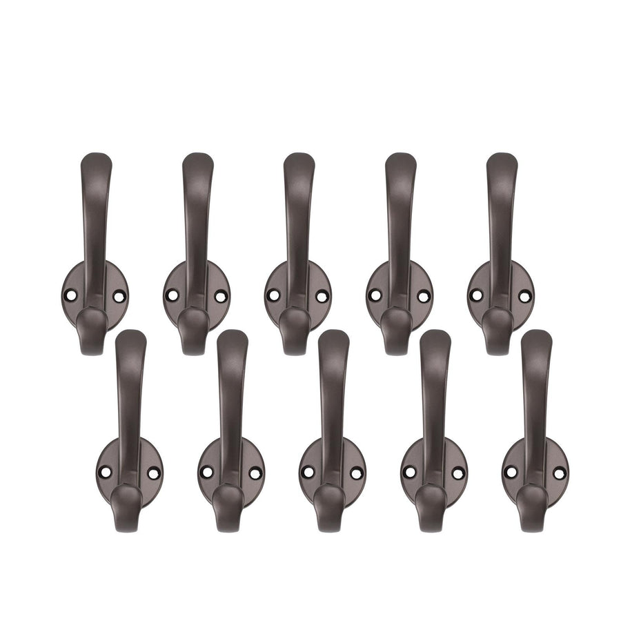 10 Set Coat Hooks Metal Water Proof Heavy Duty Wall Hook for Entryway Bedrooms Bathrooms Kitchens Grey