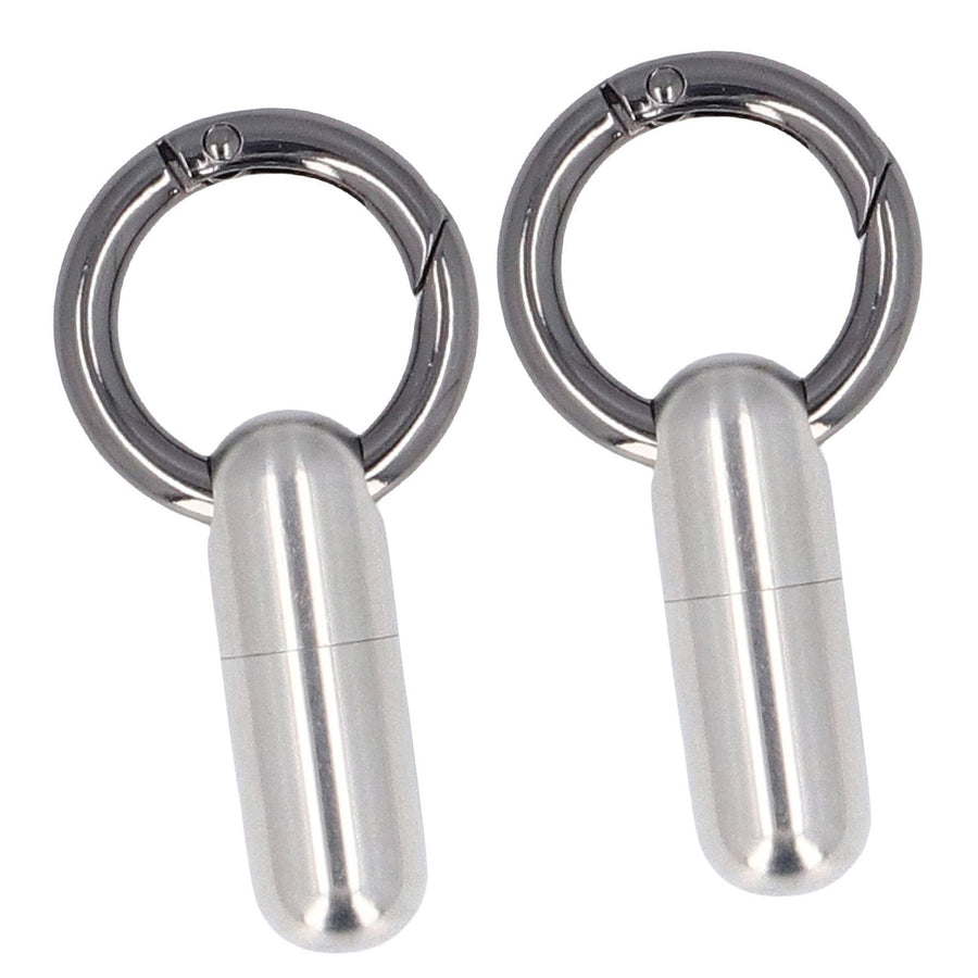 2PCS Portable Capsules Case Stainless Steel Airtight Keychain Capsule Container Outdoor Storage Organizer Bottle for Hiking Travel Silver