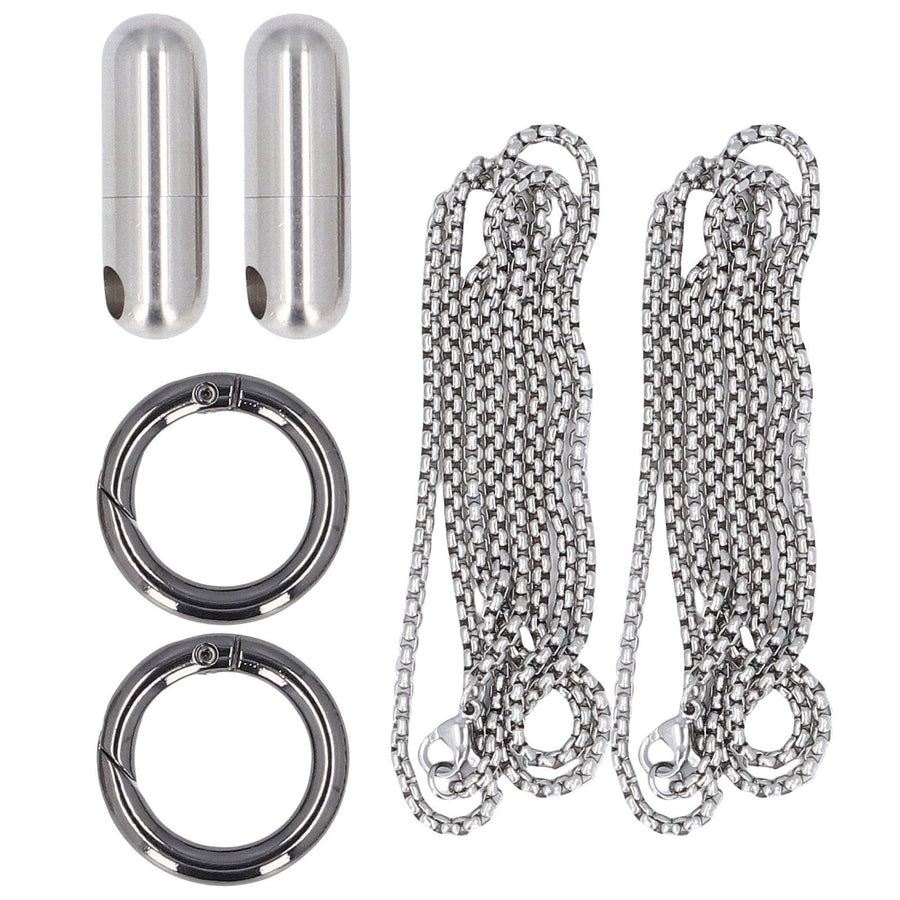 2PCS Portable Capsules Case Stainless Steel Airtight Keychain Capsule Container Outdoor Storage Organizer Bottle for Hiking Travel Silver