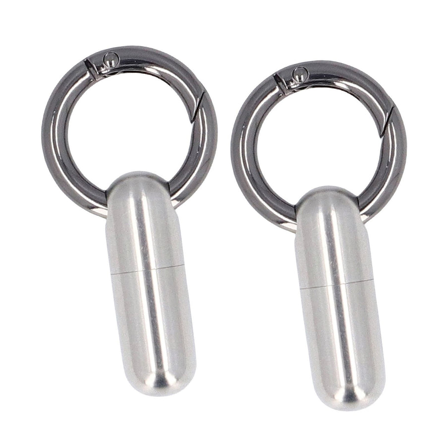 2PCS Portable Capsules Case Stainless Steel Airtight Keychain Capsule Container Outdoor Storage Organizer Bottle for Hiking Travel Silver