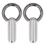 2PCS Portable Capsules Case Stainless Steel Airtight Keychain Capsule Container Outdoor Storage Organizer Bottle for Hiking Travel Silver