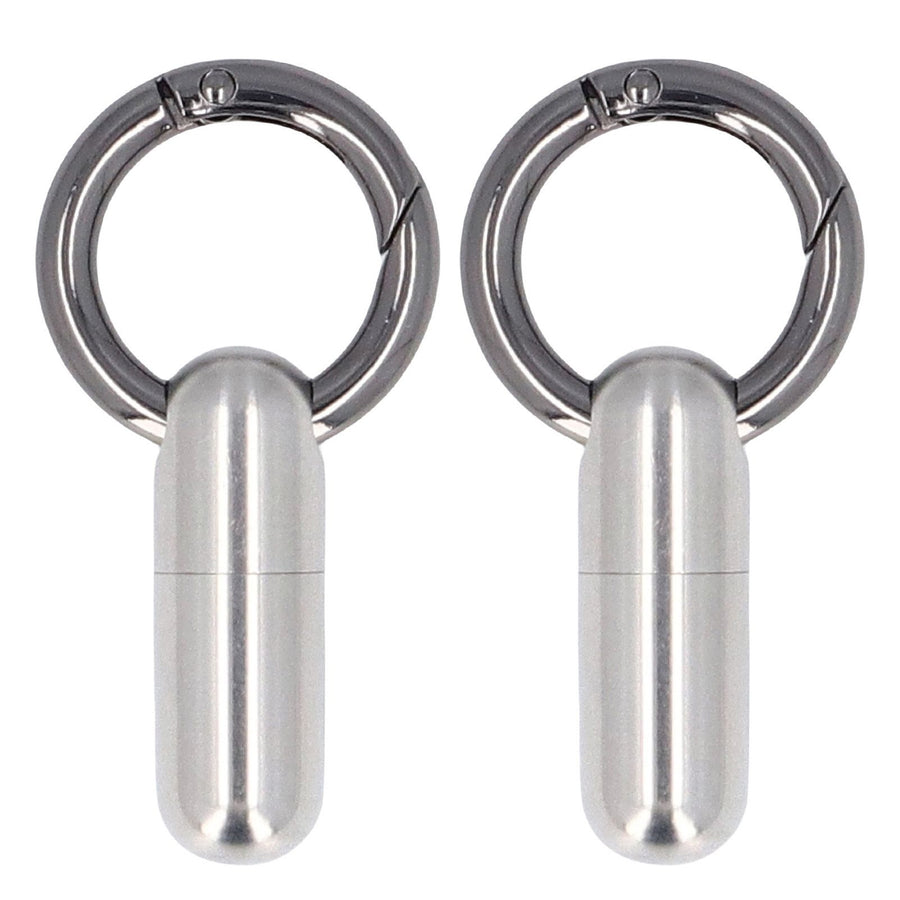 2PCS Portable Capsules Case Stainless Steel Airtight Keychain Capsule Container Outdoor Storage Organizer Bottle for Hiking Travel Silver