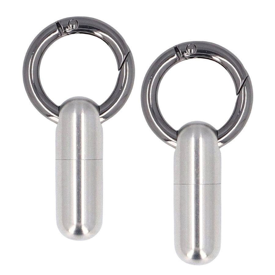 2PCS Portable Capsules Case Stainless Steel Airtight Keychain Capsule Container Outdoor Storage Organizer Bottle for Hiking Travel Silver