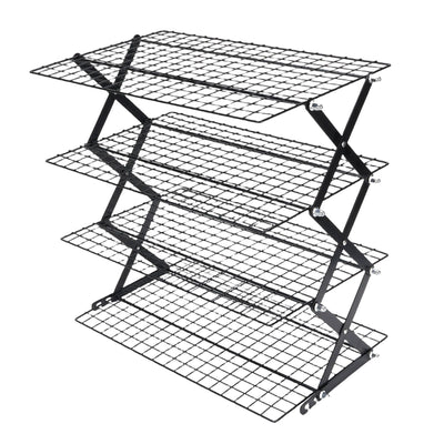 Kitchen Countertop Storage Rack Foldable Stainless Steel Space Saving Shelf for Drying Food Seasoning 4 Tier
