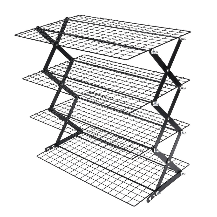 Kitchen Countertop Storage Rack Foldable Stainless Steel Space Saving Shelf for Drying Food Seasoning 4 Tier