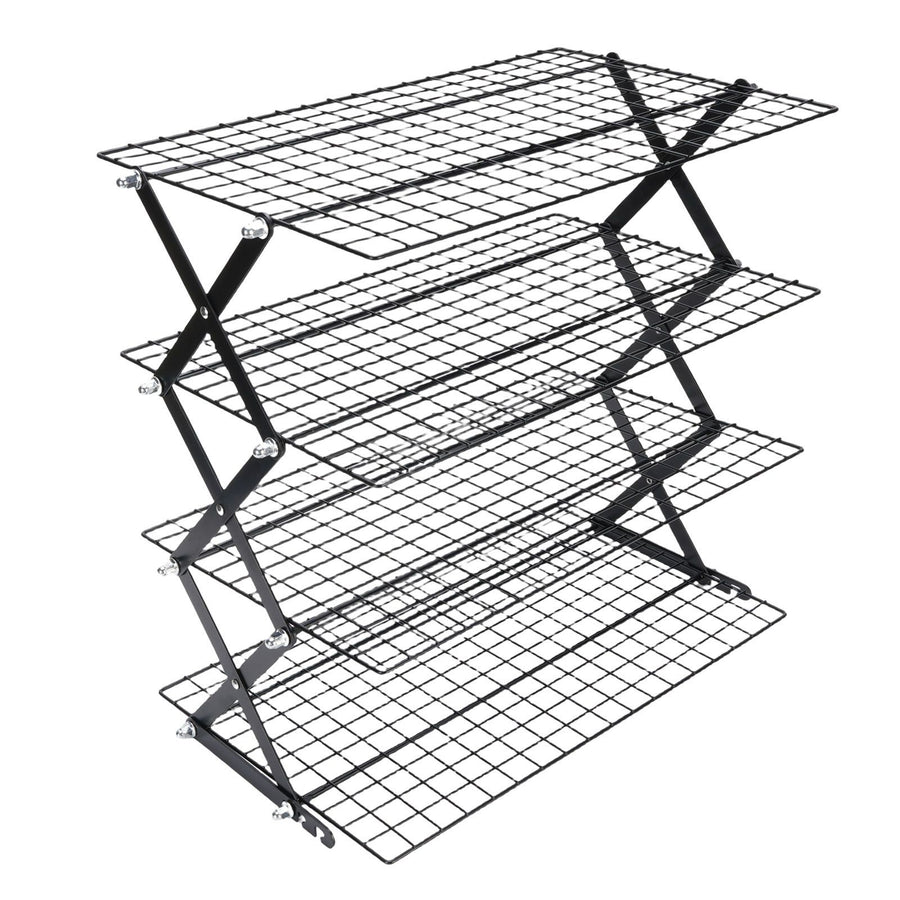 Kitchen Countertop Storage Rack Foldable Stainless Steel Space Saving Shelf for Drying Food Seasoning 4 Tier