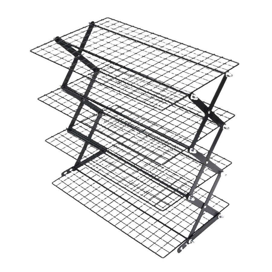 Kitchen Countertop Storage Rack Foldable Stainless Steel Space Saving Shelf for Drying Food Seasoning 4 Tier