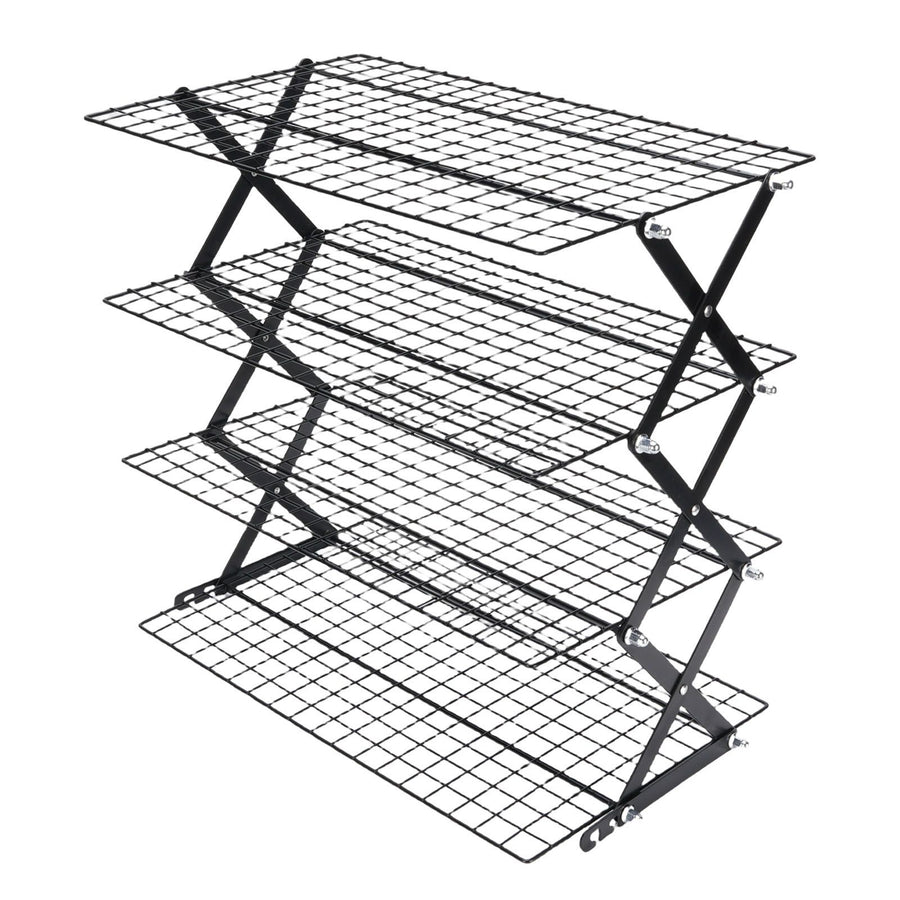 Kitchen Countertop Storage Rack Foldable Stainless Steel Space Saving Shelf for Drying Food Seasoning 4 Tier