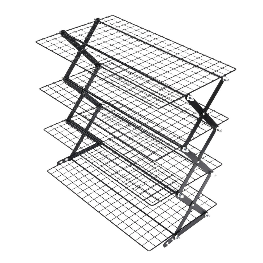 Kitchen Countertop Storage Rack Foldable Stainless Steel Space Saving Shelf for Drying Food Seasoning 4 Tier