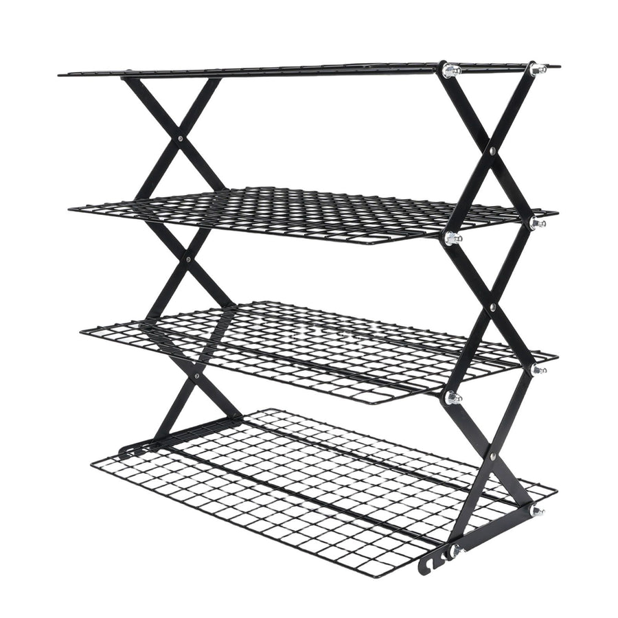 Kitchen Countertop Storage Rack Foldable Stainless Steel Space Saving Shelf for Drying Food Seasoning 4 Tier